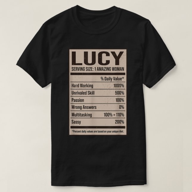 Lucy Nutrition Fakten Name Nickname Alias Titel Fr T-Shirt (Design vorne)