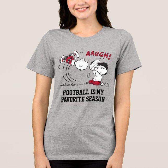 Lucy Pulls Fußball von Charlie Brown Tri-Blend Shirt (Vorderseite)