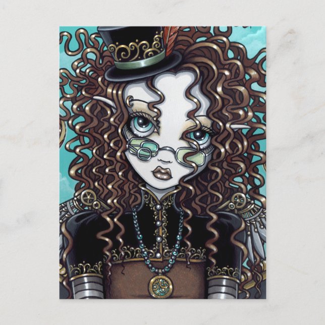 "Lucy" Steam Punk Fairy Art Postcard Postkarte (Vorderseite)