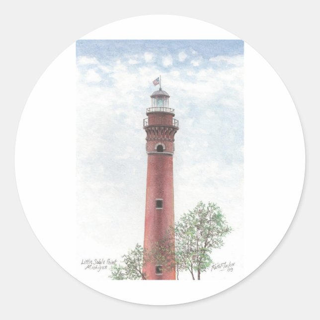 Ludington Lighthouse Runder Aufkleber (Vorderseite)