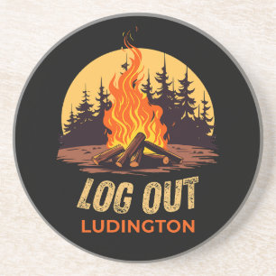Ludington Michigan Lagerfeuer Getränkeuntersetzer