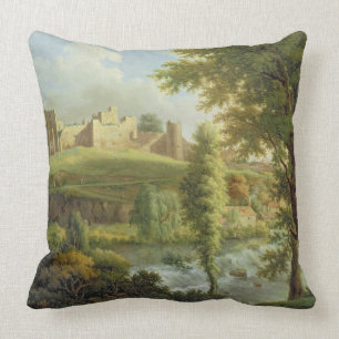 Ludlow Schloss mit Dinham Wehr, vom Süden-Wes Kissen