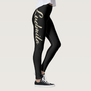 Ludmila white gold Handwriting Hose Leggings