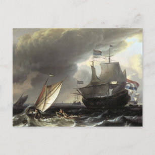 Ludolf Bakhuizen Niederländische Schiffe auf stürm Postkarte