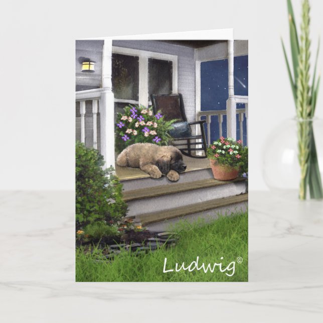 Ludwig die Leonberger Welpen-Gruß-Karte Karte (Vorderseite)