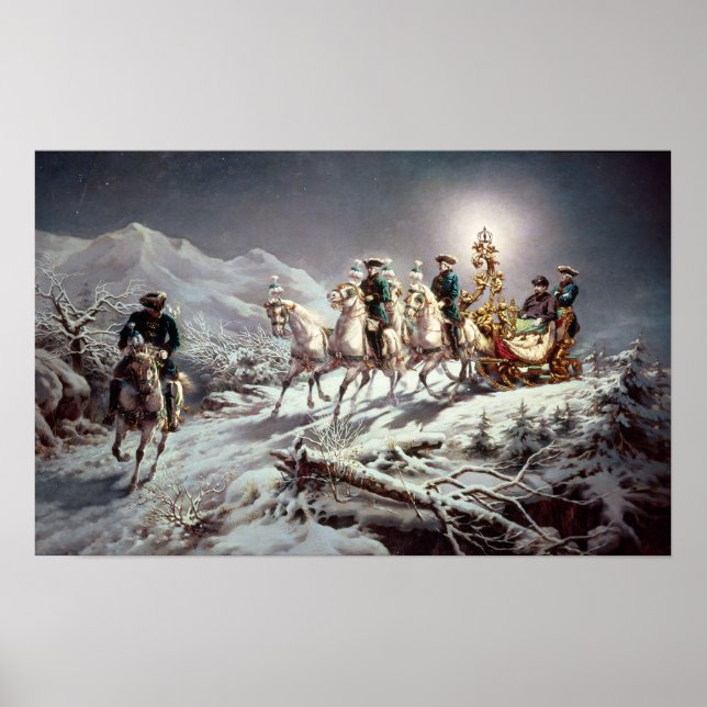Ludwig II. Bavaria Sleighing bei Nacht Poster (Vorne)