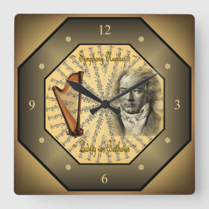 Ludwig van Beethoven ~ Deutscher Komponist ~ Piani Quadratische Wanduhr