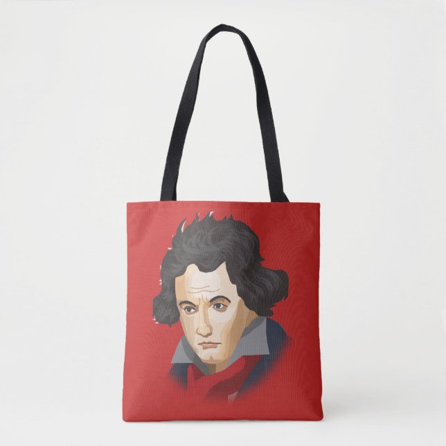 Ludwig van Beethoven im Cartoon Stil Tasche (Vorderseite)