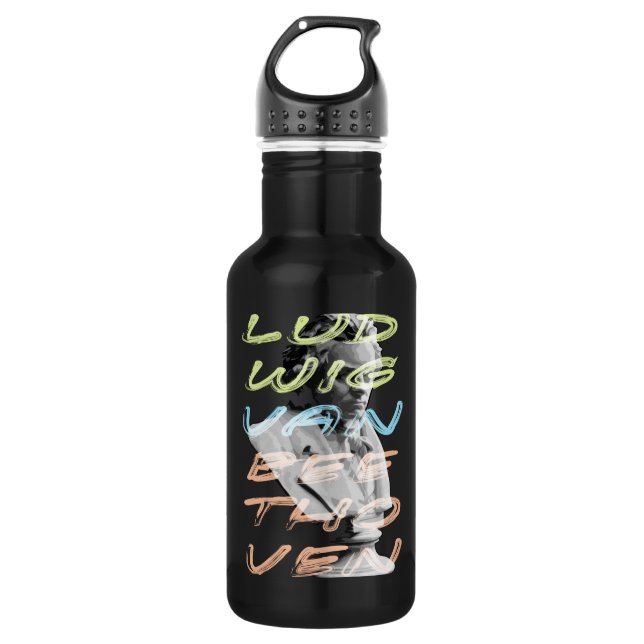 Ludwig van Beethoven im neontypografischen Design Trinkflasche (Vorderseite)