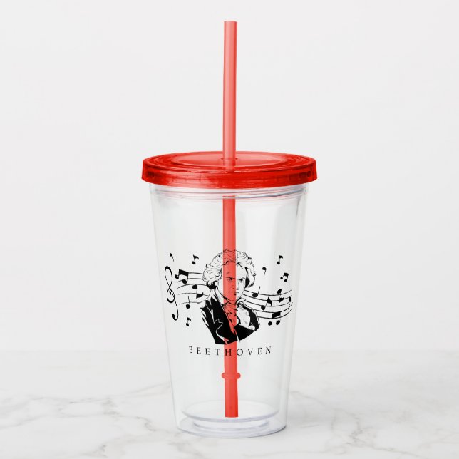 Ludwig van Beethoven Portrait and Bust with Notes Acryltrinkbecher (Vorderseite)