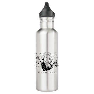 Ludwig van Beethoven Portrait and Bust with Notes Edelstahlflasche