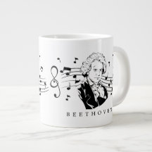 Ludwig van Beethoven Portrait and Bust with Notes