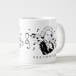 Ludwig van Beethoven Portrait and Bust with Notes Jumbo-Tasse