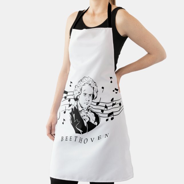 Ludwig van Beethoven Portrait and Bust with Notes Schürze (InSitu)