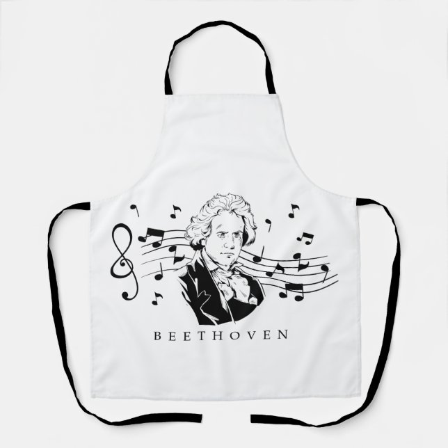 Ludwig van Beethoven Portrait and Bust with Notes Schürze (Vorderseite)