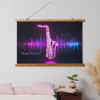 Lueur de saxophone néon – Art mural musical futuri