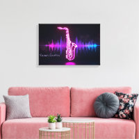 Lueur de saxophone néon – Art mural musical futuri