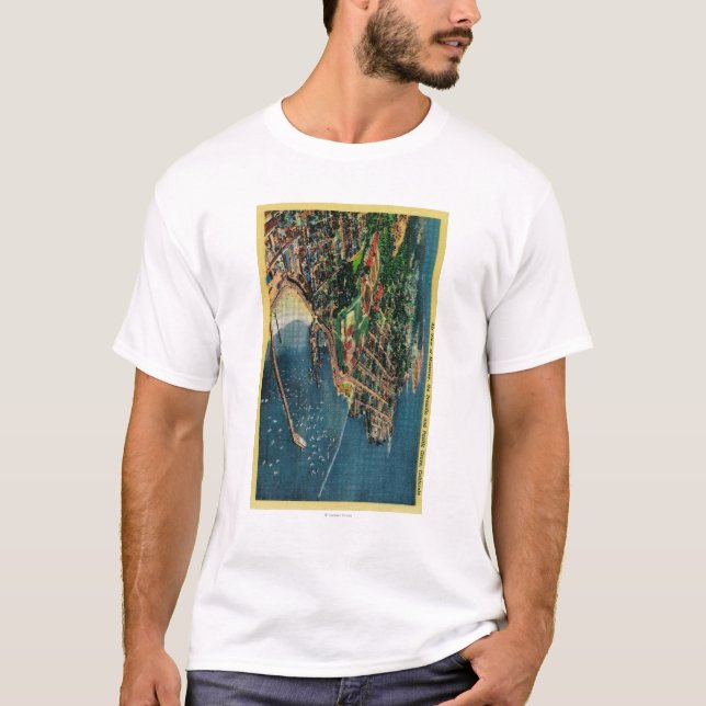 Luft-Ansicht von Monterey und von Presido T-Shirt (Vorderseite)