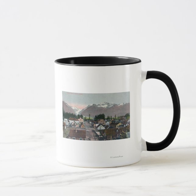 Luft-Sommer-Sicht auf die Stadt Valdez, AK Tasse (Rechts)