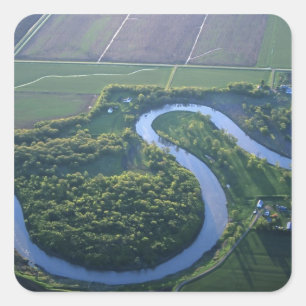 Luftansicht des Red River of the North Quadratischer Aufkleber