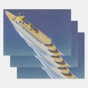 Luftansicht eines Vintage-Kreuzfahrtschiffs im Oze Geschenkpapier Set