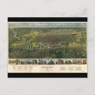 Luftansicht von Houston, Texas (1891) Postkarte