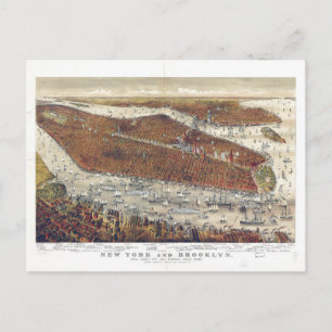 Luftansicht von New York und Brooklyn (1877) Postkarte