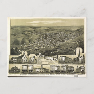 Luftansicht von Shenandoah, Pennsylvania (1889) Postkarte