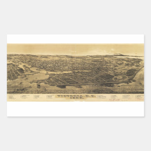 Luftansicht von Victoria, B.C., Kanada (1889) Rechteckiger Aufkleber