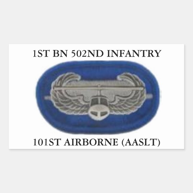 LUFTASSAULT-ABZEICHEN AUF 1/502 INFANTRY OVAL STIC RECHTECKIGER AUFKLEBER (Vorderseite)