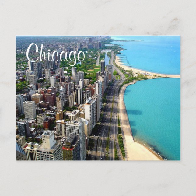Luftaufnahme Chicago Illinois Travel Post Card Postkarte (Vorderseite)