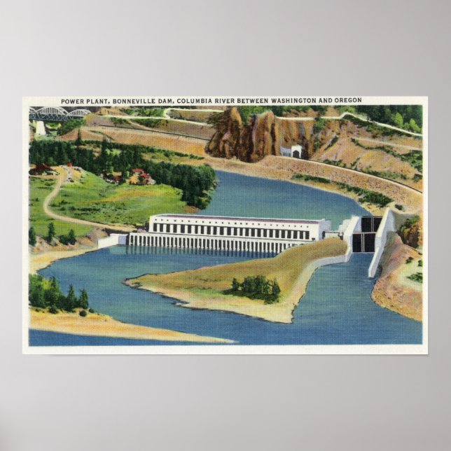 Luftaufnahme der Bonneville Dam Power Pflanze Poster (Vorne)