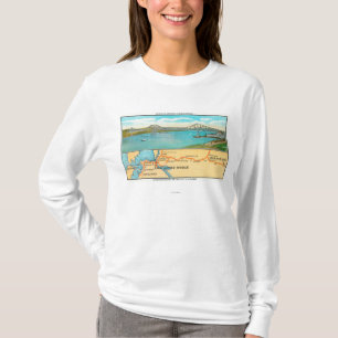 Luftaufnahme der Carquinez Brücke und der Karte T-Shirt