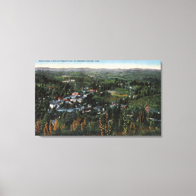 Luftaufnahme der CityPlacerville, CA Leinwanddruck (Vorderseite)