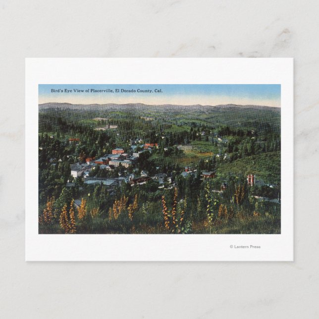 Luftaufnahme der CityPlacerville, CA Postkarte (Vorderseite)