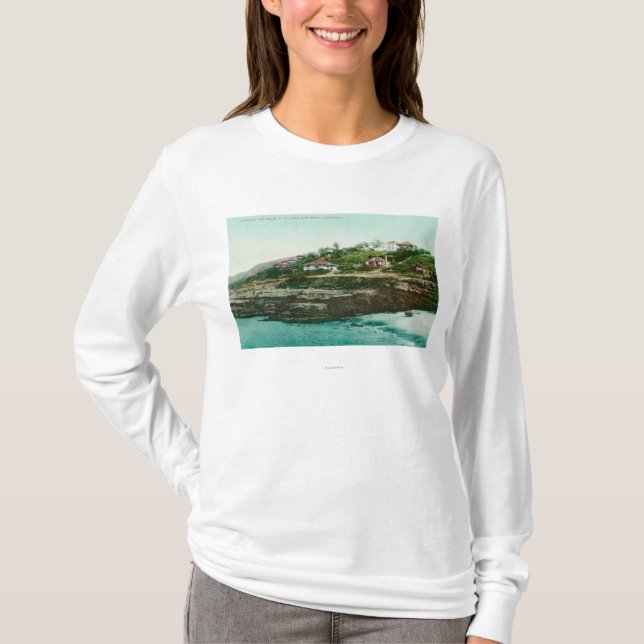 Luftaufnahme der Hütten und des Strandes in La T-Shirt (Vorderseite)
