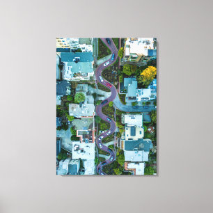 LUFTAUFNAHME DER LOMBARD-STRASSE, SAN FRANCISCO, LEINWANDDRUCK