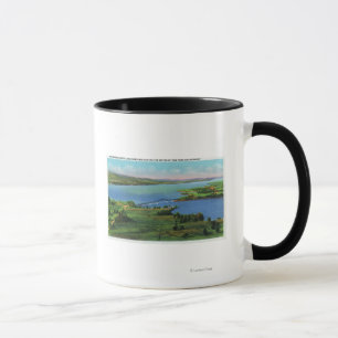 Luftaufnahme der neuen Brücke NY und VT Tasse