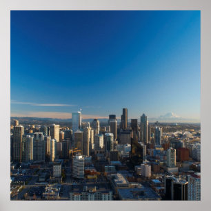 Luftaufnahme der Seattle-Stadt-Skyline Poster