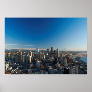 Luftaufnahme der Seattle-Stadt-Skyline Poster