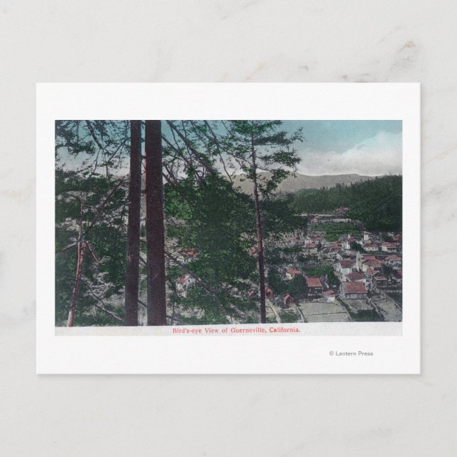 Luftaufnahme der Stadt Guerneville, CA Postkarte (Vorderseite)