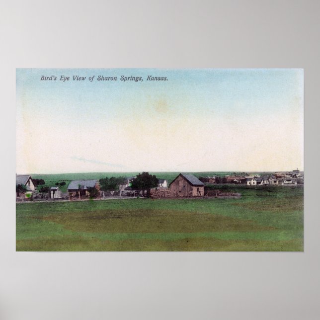 Luftaufnahme der Stadt Sharon Springs, KS Poster (Vorne)