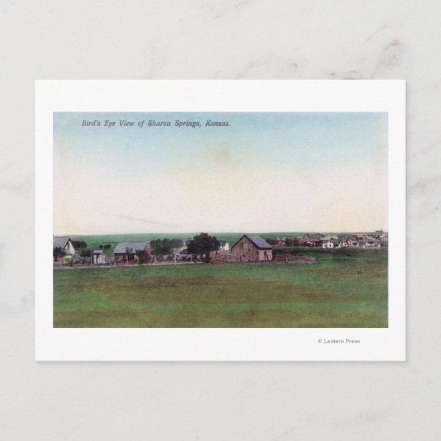 Luftaufnahme der Stadt Sharon Springs, KS Postkarte (Vorderseite)