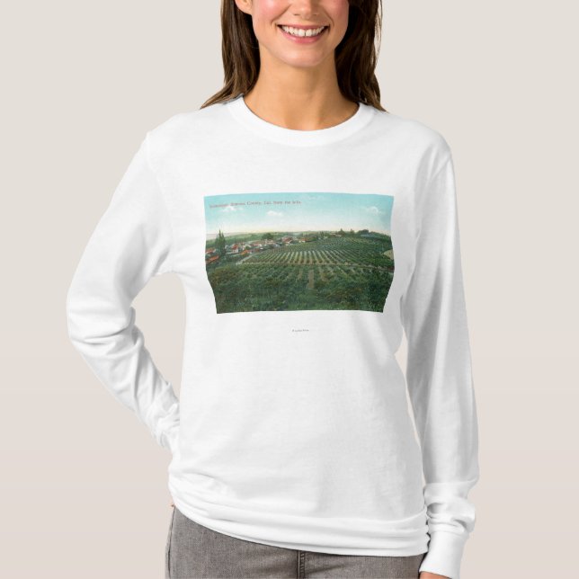 Luftaufnahme der Stadt, Sonoma County vom Hügel T-Shirt (Vorderseite)