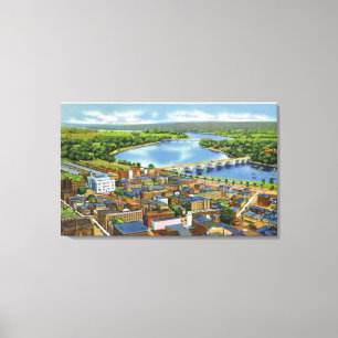 Luftaufnahme der Stadt und des Connecticuts Leinwanddruck