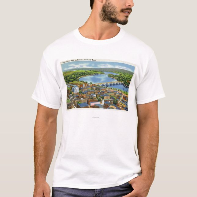 Luftaufnahme der Stadt und des Connecticuts T-Shirt (Vorderseite)