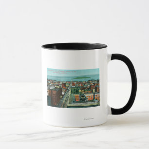 Luftaufnahme der Stadt vom Anruf-Gebäude Tasse