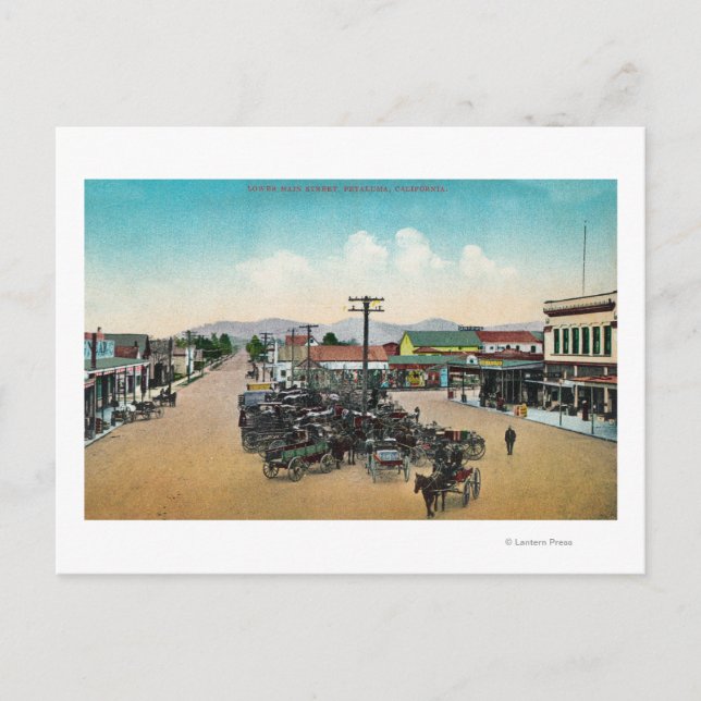 Luftaufnahme der Unteren HauptstraßePetaluma, CA Postkarte (Vorderseite)