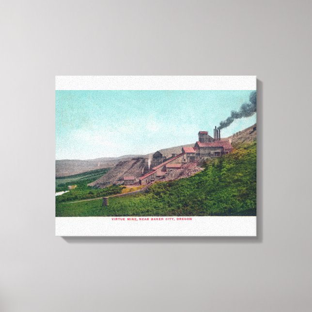 Luftaufnahme der Virtue MineBaker City, ODER Leinwanddruck (Vorderseite)