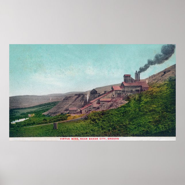 Luftaufnahme der Virtue MineBaker City, ODER Poster (Vorne)